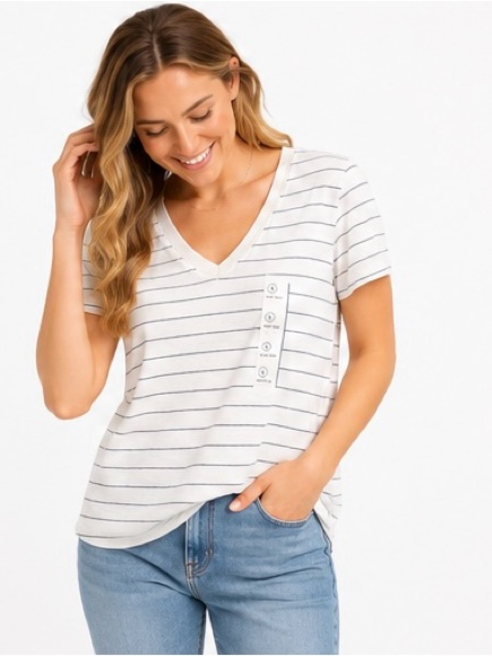 🌸Universal Thread White Striped V-Neck